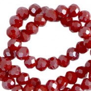 Top Facet kralen 4x3mm disc Dark crimson red-pearl shine coating